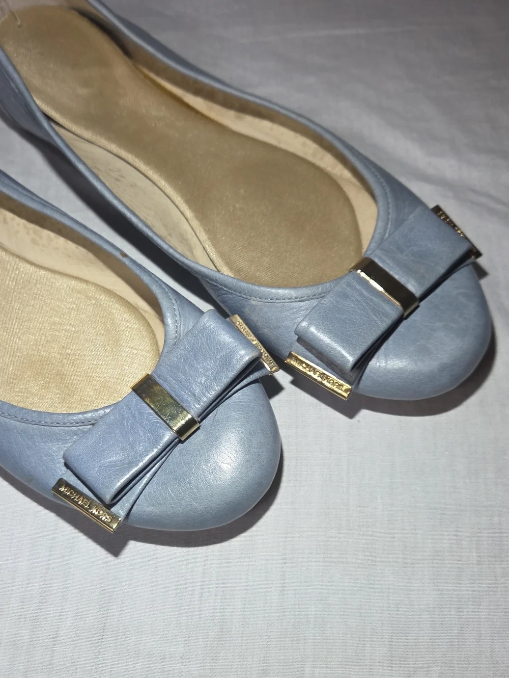 MICHAEL KORS LIght Blue Ballet Flats Loafer Womens Shoes 8 1/2 8.5 Woman Leather